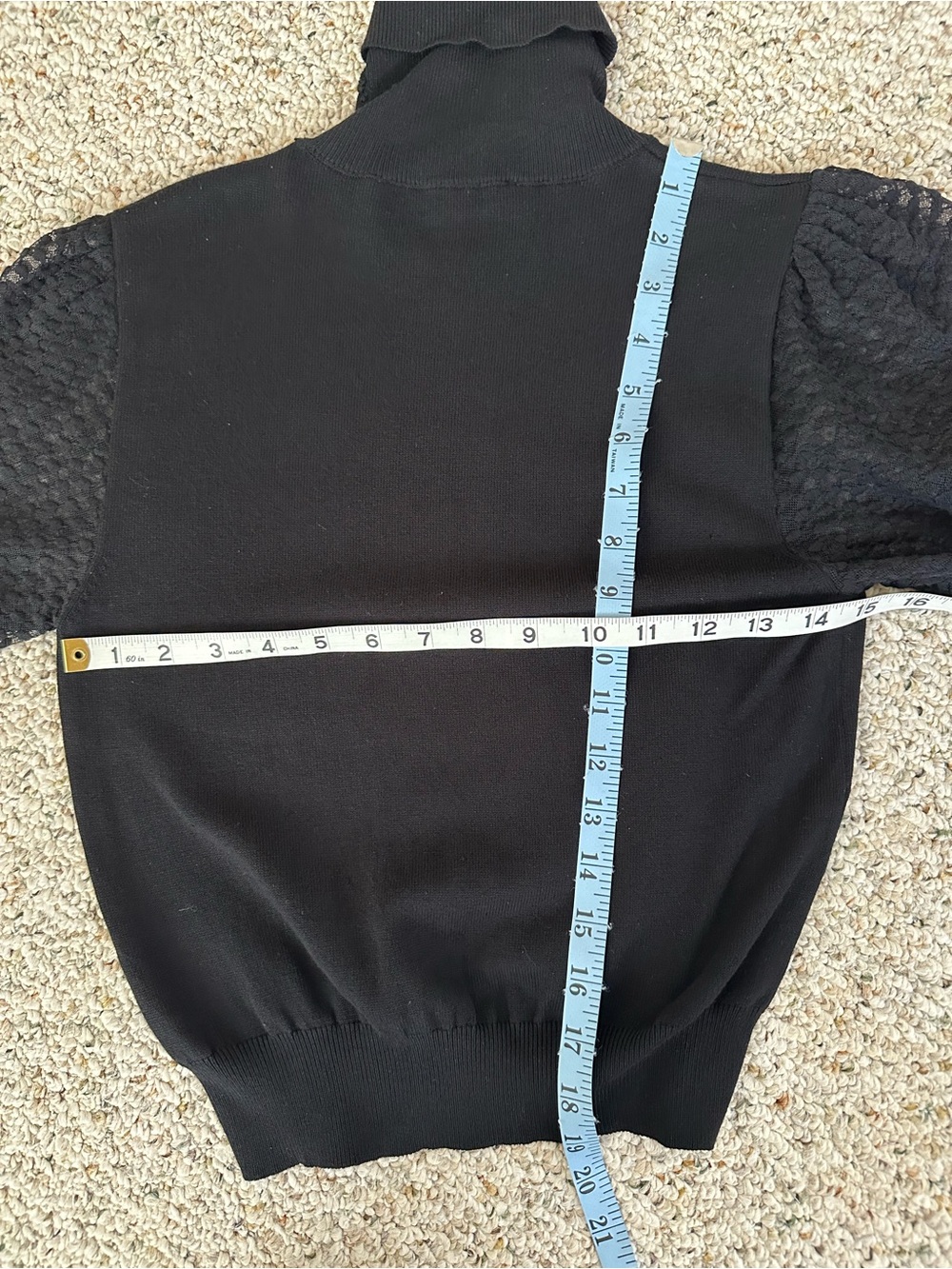 Zara Black Turtleneck Sweater with Knit Mesh Sleeves medium - Picture 5 of 7